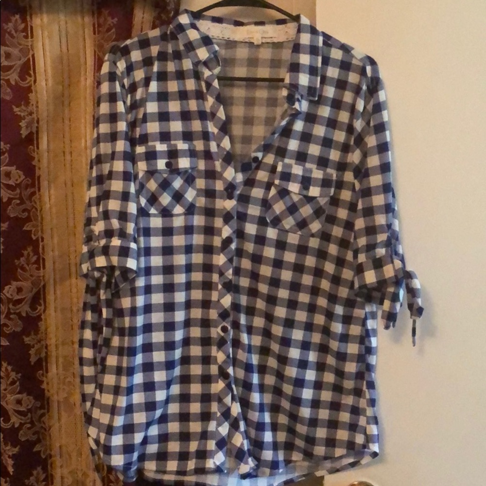 Blue and white blouse